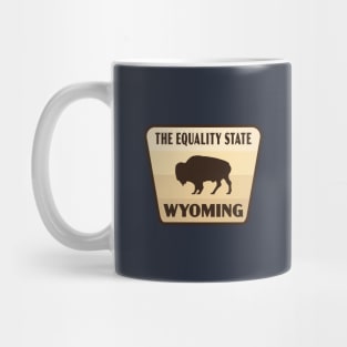 The Equality State Wyoming Retro Buffalo Badge (Tan) Mug